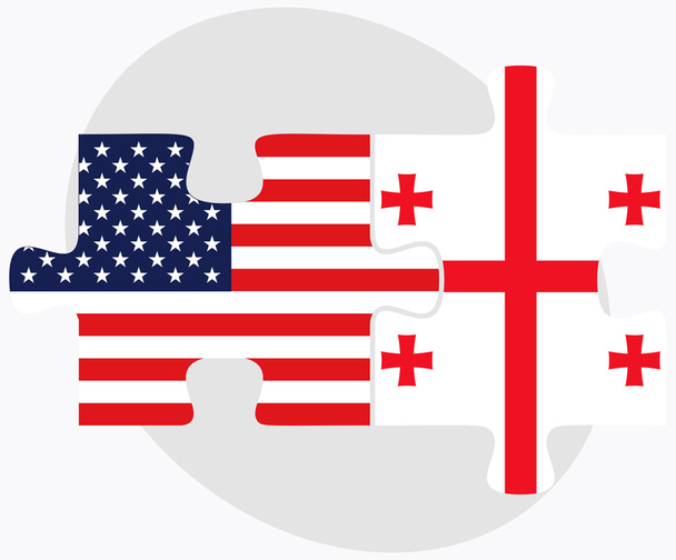 USA-ban és Grúzia zászlók puzzle  - Vektor, kép