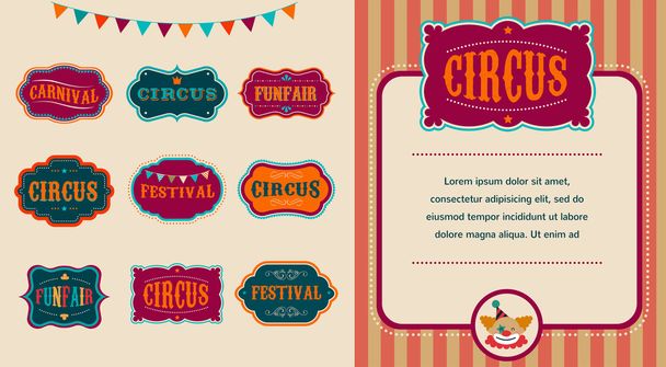 Vintage Circus etykiety zestaw - Wektor, obraz