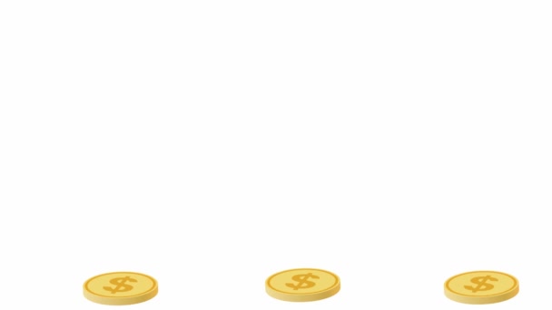 Colunas crescentes e pilha de dinheiro - moedas de ouro - Filmagem, Vídeo