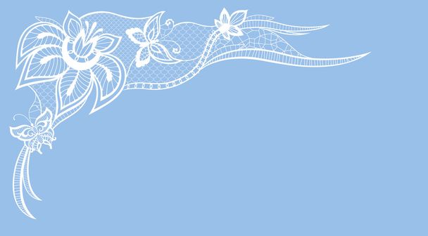 Lace with butterflies and flowers - Vector, Image