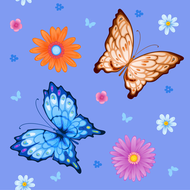 Renkli kelebekler uçan arka plan - Vektör, Görsel