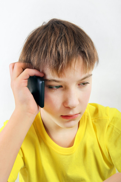 Sad Teenager with Cellphone - Φωτογραφία, εικόνα