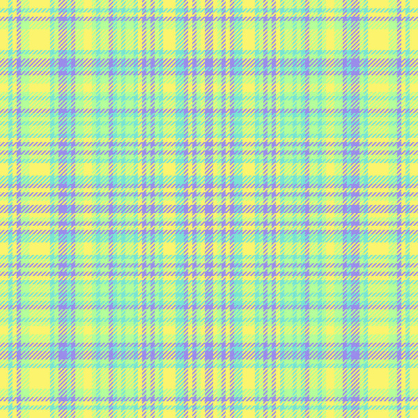 Tela de verificación vectorial de cuadros textiles sin costura con un patrón de fondo de tartán textura en colores amarillo y verde. - Vector, imagen