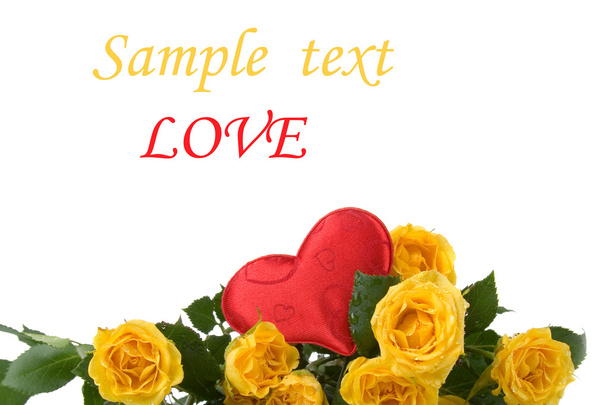 Beautiful yellow roses and hearts - Photo, Image