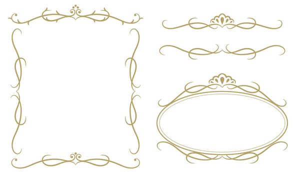 antikes Gold dekoratives Rahmenset. - Vektor, Bild