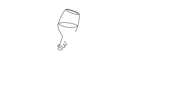 Ruce držet víno cinkající sklenice one line art animace, kontinuální kreslení obrysu pohybu.Nový rok slavnostní 2024 koncept videa, jásot na dovolenou dekorace.4k self-drawing film - Záběry, video