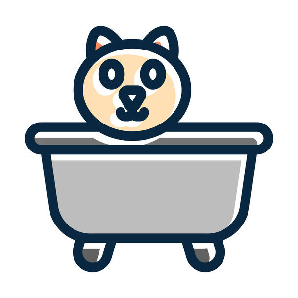 Толстая линия вектора ванны кота заполненные темные цвета иконки для личного и коммерческого использования - Вектор,изображение