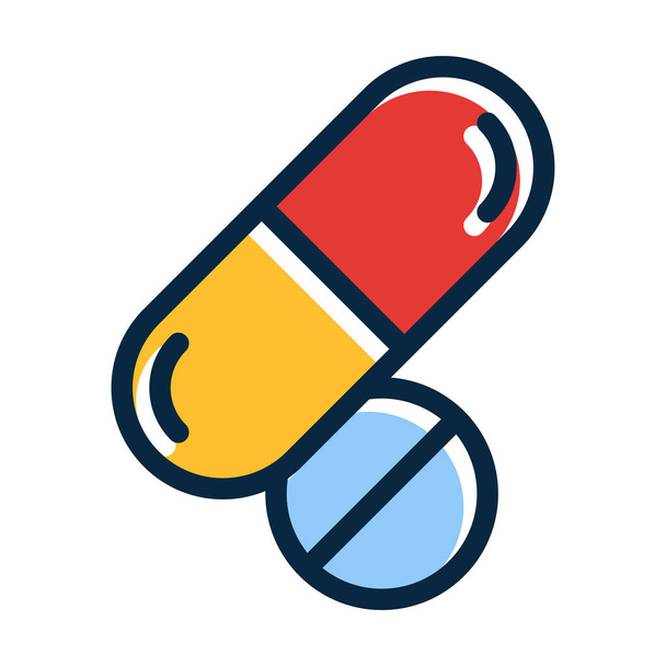 Linea spessa del vettore delle pillole ha riempito le icone scure dei colori per uso personale e commerciale - Vettoriali, immagini