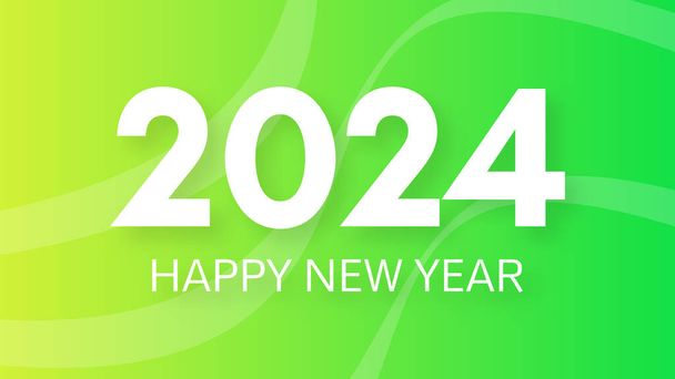 2024 Šťastný nový rok pozadí. Moderní pozdrav banner šablony s bílými 2024 Nový rok čísla na zeleném abstraktním pozadí s řádky. Vektorová ilustrace - Vektor, obrázek