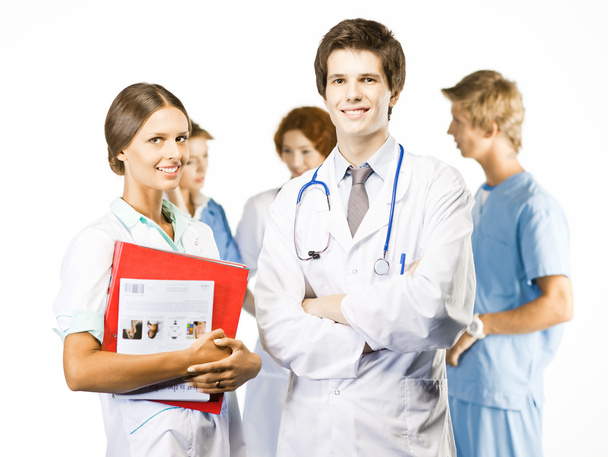 groep van glimlachen medische op witte achtergrond - Foto, afbeelding