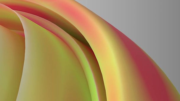 Современный зеленый и красный элегантный современный 3D рендеринг Абстрактный фон с простой изогнутой кривой безье Высокое качество 3d иллюстрации - Фото, изображение