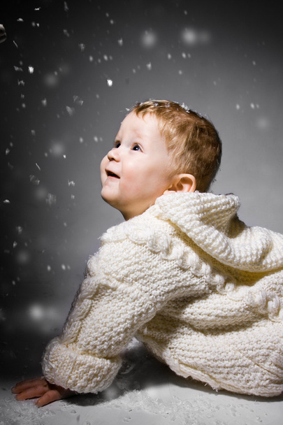 bright portrait of adorable baby in the sweater - Foto, imagen