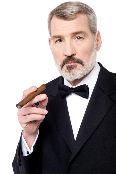 Mature businessman with cigar - Foto, afbeelding