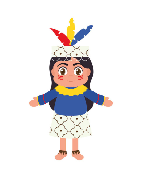 mujer peruana con vestido indígena vector aislado - Vector, imagen
