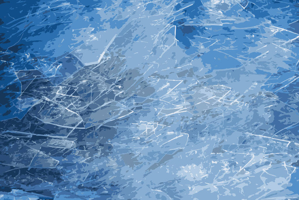 Realistic vector illustration of an icy river surface. Texture of ice covered with snow. Winter background. - Vettoriali, immagini