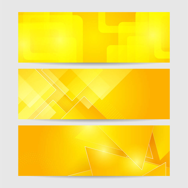 Banner de fondo abstracto amarillo naranja moderno. Fondo de tecnología vectorial de ilustración, para folleto de diseño, sitio web, folleto. Imágenes de formas geométricas para póster, certificado, landing page - Vector, imagen