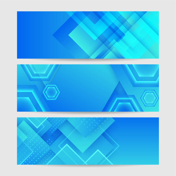 ミニマルブルーのバナー幾何学的形状抽象的な現代の背景デザイン。ポスター、 Web上のテンプレート、背景、バナー、パンフレット、 Webサイト、チラシ、ランディングページ、プレゼンテーション、 Webセミナー用のデザイン - ベクター画像