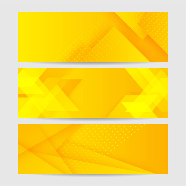 Moderno banner amarillo anaranjado formas geométricas fondo de tecnología abstracta corporativa. Vector abstracto diseño gráfico banner patrón presentación fondo web plantilla. - Vector, imagen