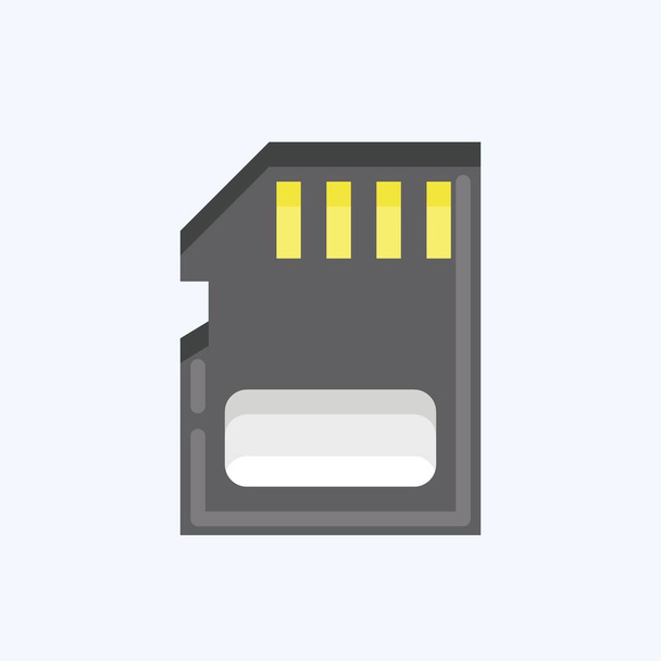Icon Memory Card. suitable for Computer Components symbol. flat style. simple design editable. design template vector. simple illustration - Wektor, obraz