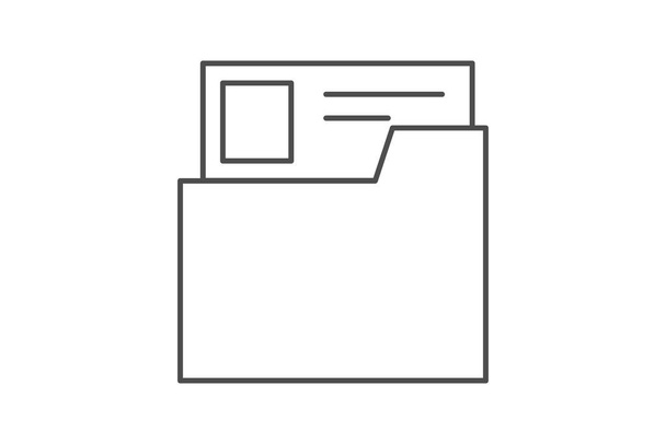 Тека Onedrive Пейзаж тонкої лінії, піктограма сірого контуру, піксель ідеальної піктограми - Вектор, зображення