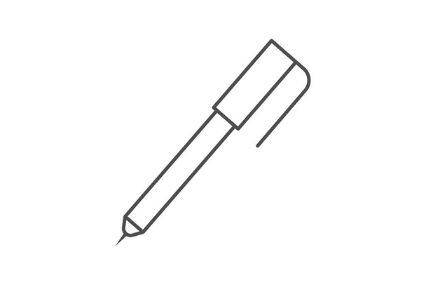 Ícone de linha fina caneta, ícone de contorno cinza, ícone perfeito pixel - Vetor, Imagem