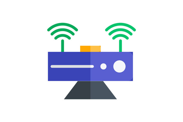 Roteador, Roteador de Internet ícone de cor plana, ícone perfeito pixel - Vetor, Imagem