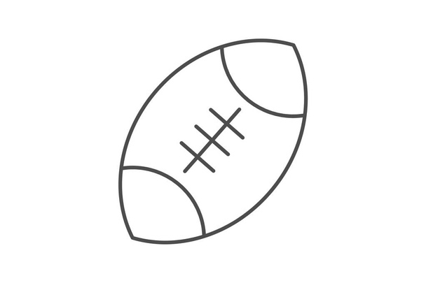 Rugby ball, Rugby equipment thin line icon, grey outline icon, pixel perfect icon - Vector, Image