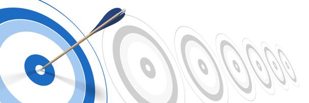 αποτελεσματική - μπλε βέλος, το χτύπημα στο κέντρο του στόχου μπλε - Φωτογραφία, εικόνα