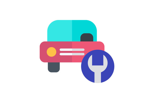 Car service,Vehicle Maintenance, Automotive Repair, Expert Technicians,  flat color icon, pixel perfect icon - Vector, Image