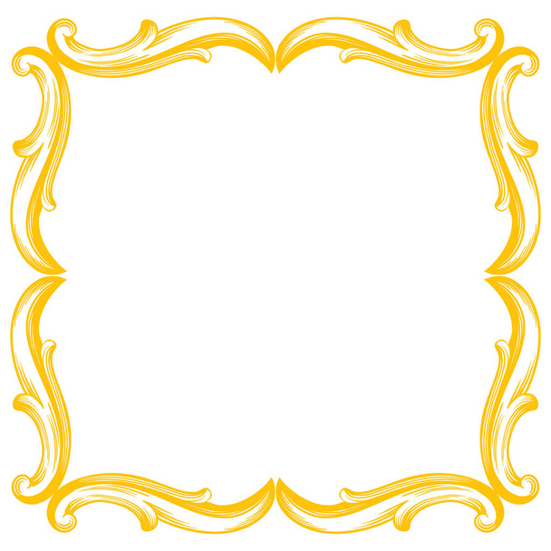Caligrafía decorativa de filigrana de borde o marco de oro elemento en estilo barroco vintage y retro - Vector, imagen