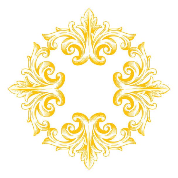Złota granica lub ramka dekoracyjne filigree element kaligrafii w stylu barokowym vintage i retro - Wektor, obraz