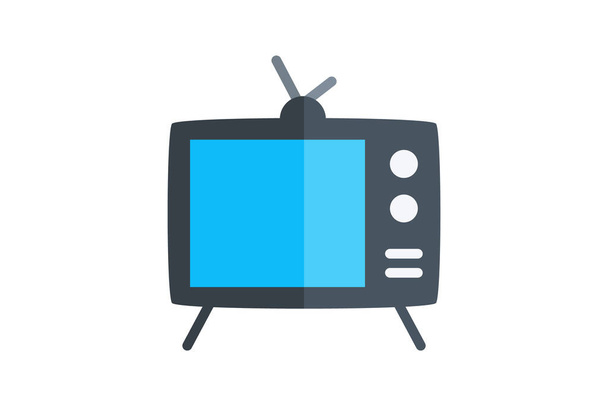 Televisión, TV, Entretenimiento, icono de color plano, icono de píxel perfecto - Vector, imagen