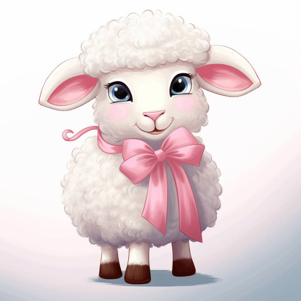 Illustration von niedlichen Cartoon-Schafen auf weißem Hintergrund - Vektor, Bild