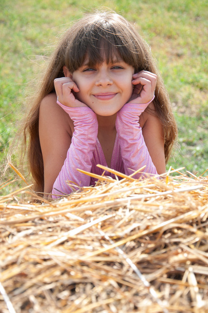 A beautiful dark-haired girl in a field - Foto, afbeelding