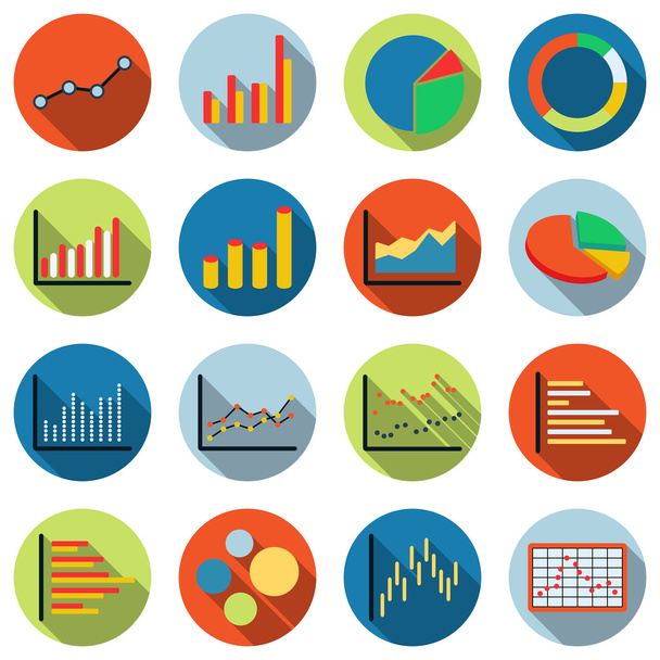 Business and financial statistics icons - Vektor, Bild