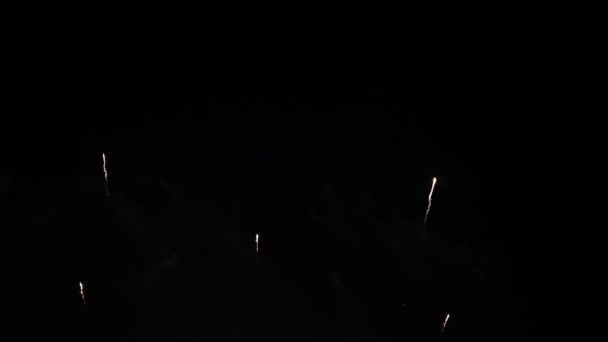 Fogos de artifício explodindo no céu escuro noite para celebração e conceito de aniversário - Filmagem, Vídeo