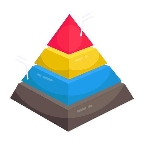 Een plat ontwerp icoon van piramide grafiek  - Vector, afbeelding