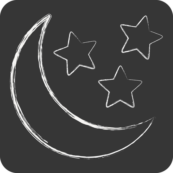 Icône Lune et étoiles. lié au symbole Stars. style craie. conception simple modifiable. icônes vectorielles simples - Vecteur, image