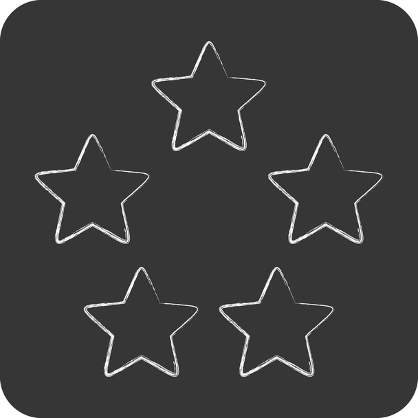 Ікона "П'ять зірок". пов'язані з символом зірки. крейдяний стиль. простий дизайн, який можна редагувати. прості векторні піктограми
 - Вектор, зображення
