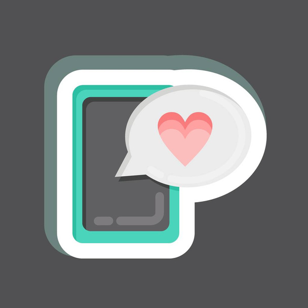 Sticker Love message. related to Valentine's Day symbol. simple design editable. simple illustration - Vetor, Imagem