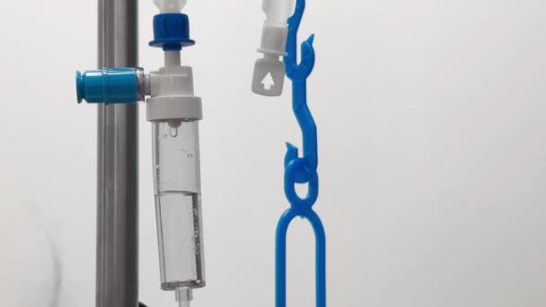 Close-up view of intravenous infusion drip equipment in hospital.  - Footage, Video