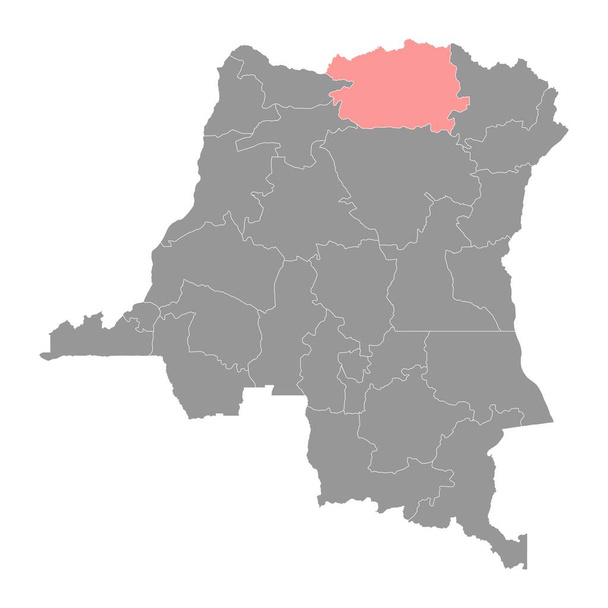 Карта провінції Бас-Уельс, адміністративний поділ Демократичної Республіки Конго. Векторні ілюстрації. - Вектор, зображення