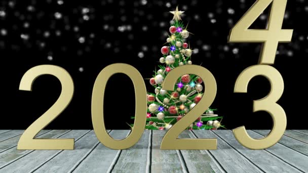 Un video. Illustrazione 3D. Capodanno 2024. Nuovo anno 2024 in numeri. 2024 sostituisce 2023. - Filmati, video