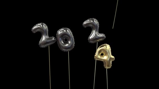New years Balloon 2023 fly away and 2024 remains all black the end gold. - Footage, Video