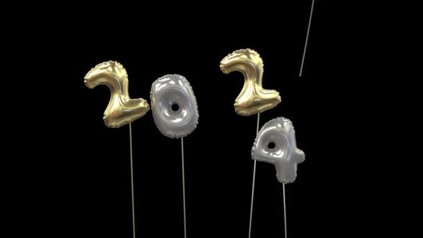 Новый год Воздушный шар 2023 улететь и 2024 остается золотым и белым. - Кадры, видео