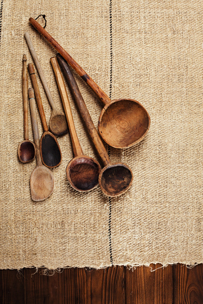 Real vintage wooden spoons - Photo, Image