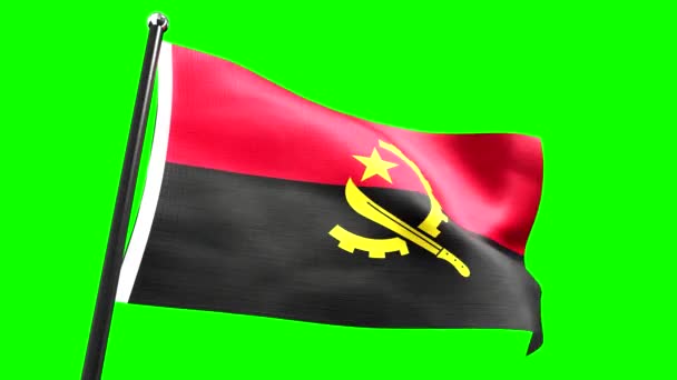 Angola - vlag geïsoleerd op groene achtergrond - 3D 4k animatie (3840 x 2160 px) - Video