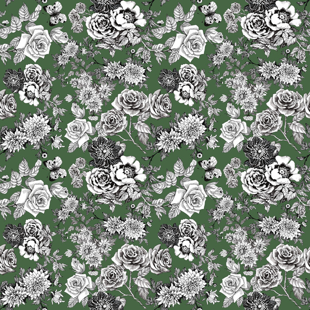 Floral pattern with butterflies - Φωτογραφία, εικόνα