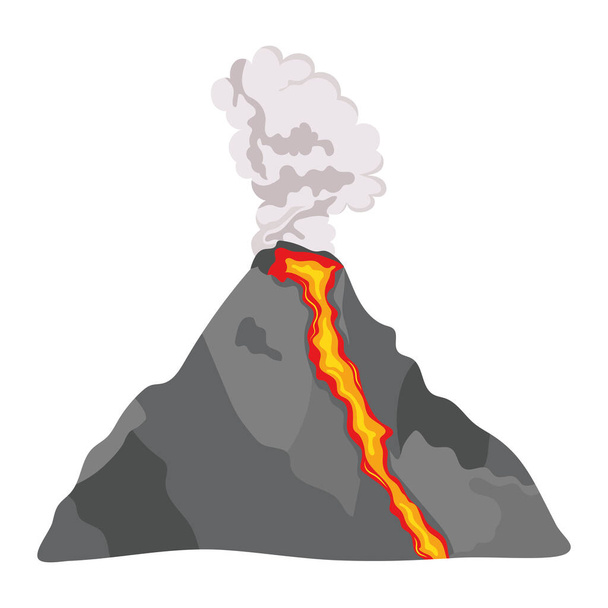 ilustração vulcânica com fumaça e magma vetor isolado - Vetor, Imagem