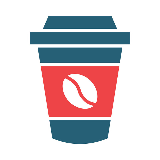 Copo de café vetor Glyph dois ícones de cor para uso pessoal e comercial - Vetor, Imagem